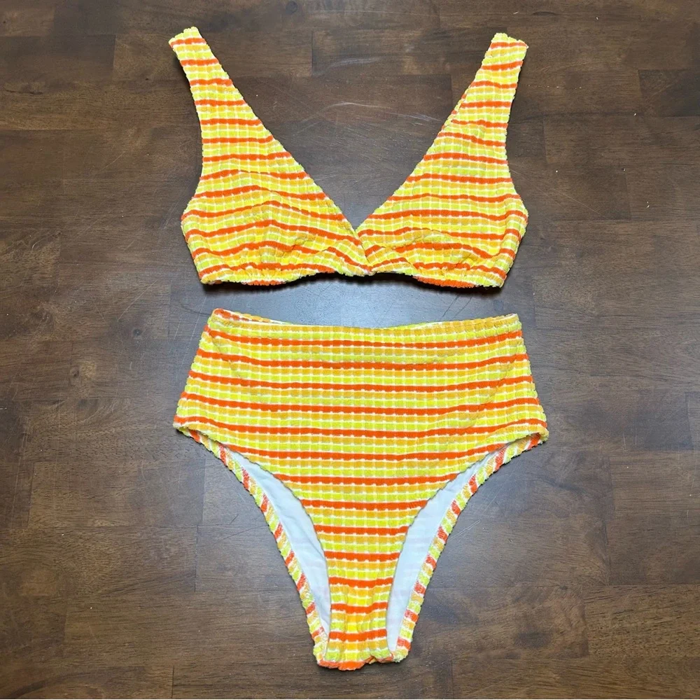 Solid and Striped The Beverly Bikini Tricolor Terrycloth Stripe Size XS